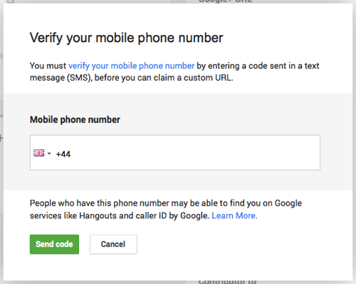Google+ verify your phone number
